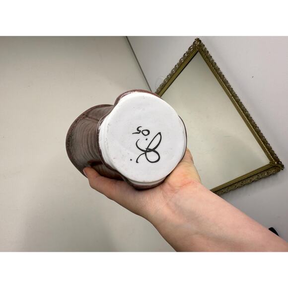 Unique Vintage Purple Gray Signed Pottery Vase - Picture 2 of 10